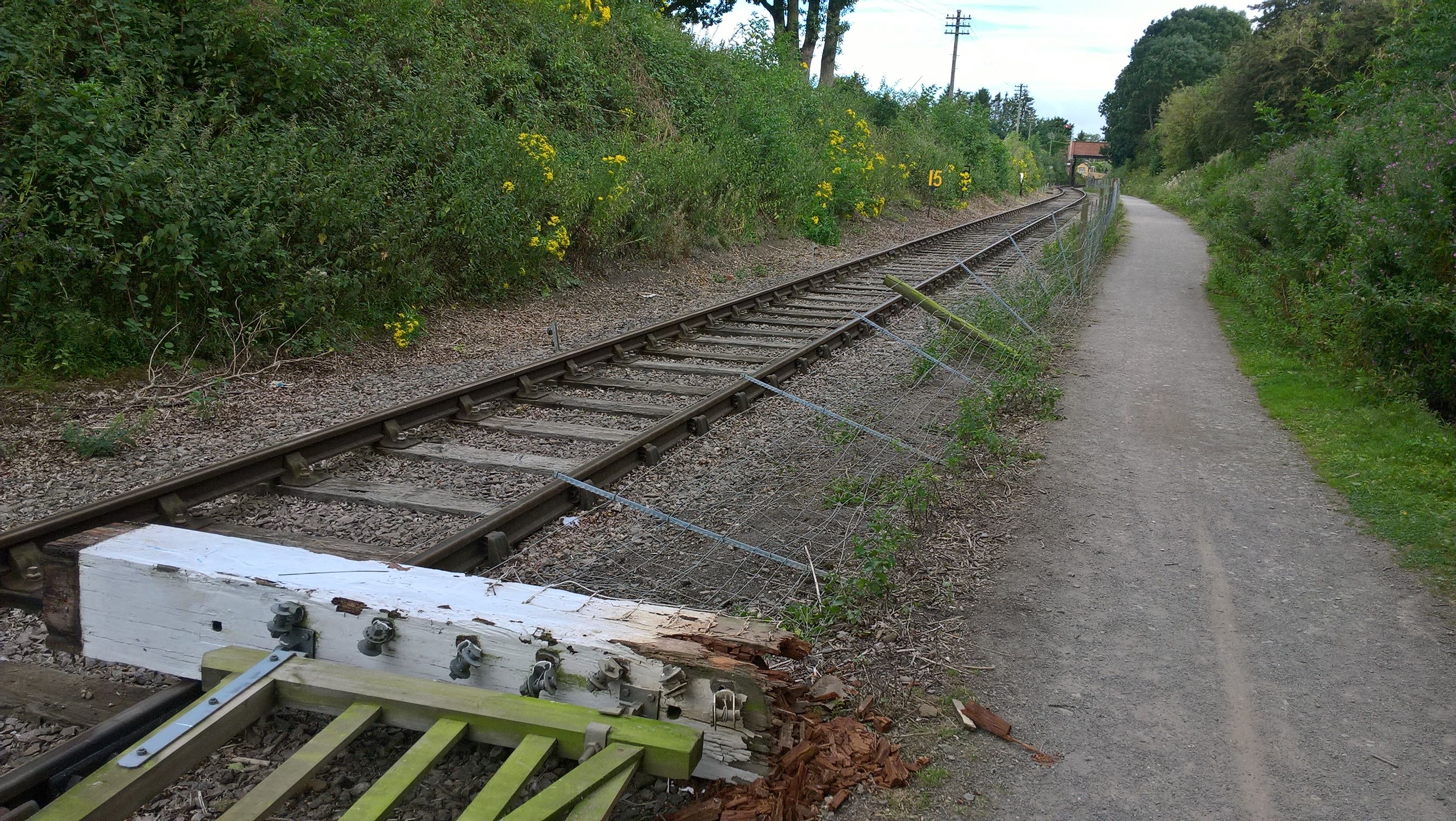 Vandalised gates and fencing at Pitsford Sidings. Photo: J. Coulson