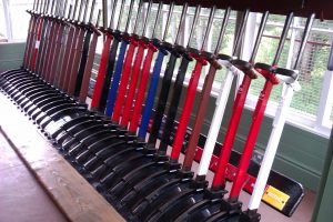 The Lever frame inside Boughton No2 box just after the installation of lever 1, the last lever to be refurbished. Levers have been sourced from Croft & Woburn signal boxes.