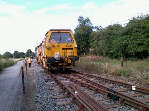 Tamper DR73307 is towed onto N&LR metals at Boughton.