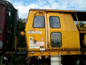 A detailed view of the northern cab of the tamper used at the N&LR during August 2014