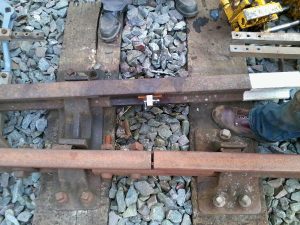 A view of the newly installed track circuit interrupter.