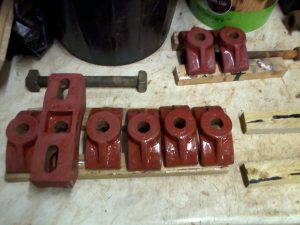 First coat of paint on the Signal pole clamp parts