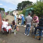 A group of Nationwide Building Society staff help the N&LR by sorting and cleaning track fishplate bolts on July 15 2015.