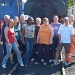 The 10th Sept 2015 group of Nationwide Building Society volunteers (Helen, Vicky, John, Peta, Carol, Liz, Paul and Rob) with Volunteer Coordinator Grahame Every and Volunteer Working Member David Millard in Orange Hi-Viz. Photo: B.Chambers