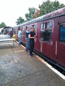 A close up of BR Mk1 TSO M3919 gutter showing that the coach was painted in green before blue at some ponit in its history. Photo: D.Millard