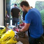 Sorting out the track fishplate nuts and bolts by useability, thread type and size. Photo: D.Millard