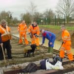 Kim the S&T hound giving the orders on how to lay the track