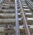 First stage – find a section of good quality, unworn rail. This 30 foot section was part of a batch of rail recently donated by London Underground and was in use a couple of months ago on the District Line somewhere near Hornchurch. It was only made in 2008 and was virtually unworn before LU decided to renew the entire section. This section has a weld in the middle where LU eliminated the rail joints and we’ve decided to cut the weld out the middle and trim the two remaining sections to make 2 x 13 foot long check rails. Photo: Graham Peacock