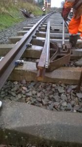 Now you can see the bend being produced. Not quite there yet. We need a permanent deflection of 1 ¾ inches (41mm) at the end of the check rail. Photo: Graham Peacock