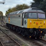 Class 47205 backing on to its coaches prior to coupling up on 6th Nov 2011. Class 31289 awaits its next move in the background too. Photo: David Millard