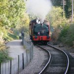 Peckett 2104 heading north towards Pitsford & Brampton Station at the Northampton & Lamport Railway. Photo N&LR Collection