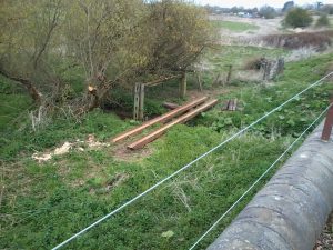 The girders for the temporary bridge are seen placed over the water on 14 April 2019 Photo Credit David Millard