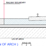 A cross section through Bridge 11 at the top of one of the arches.